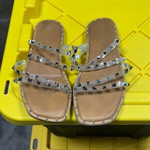 Nicole Miller Clear Studded Sandals